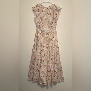 Storia Pink Floral Tiered Ruffle Maxi Dress